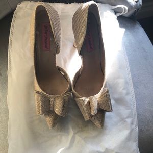 Beautiful gold Betsey Johnson evening heels